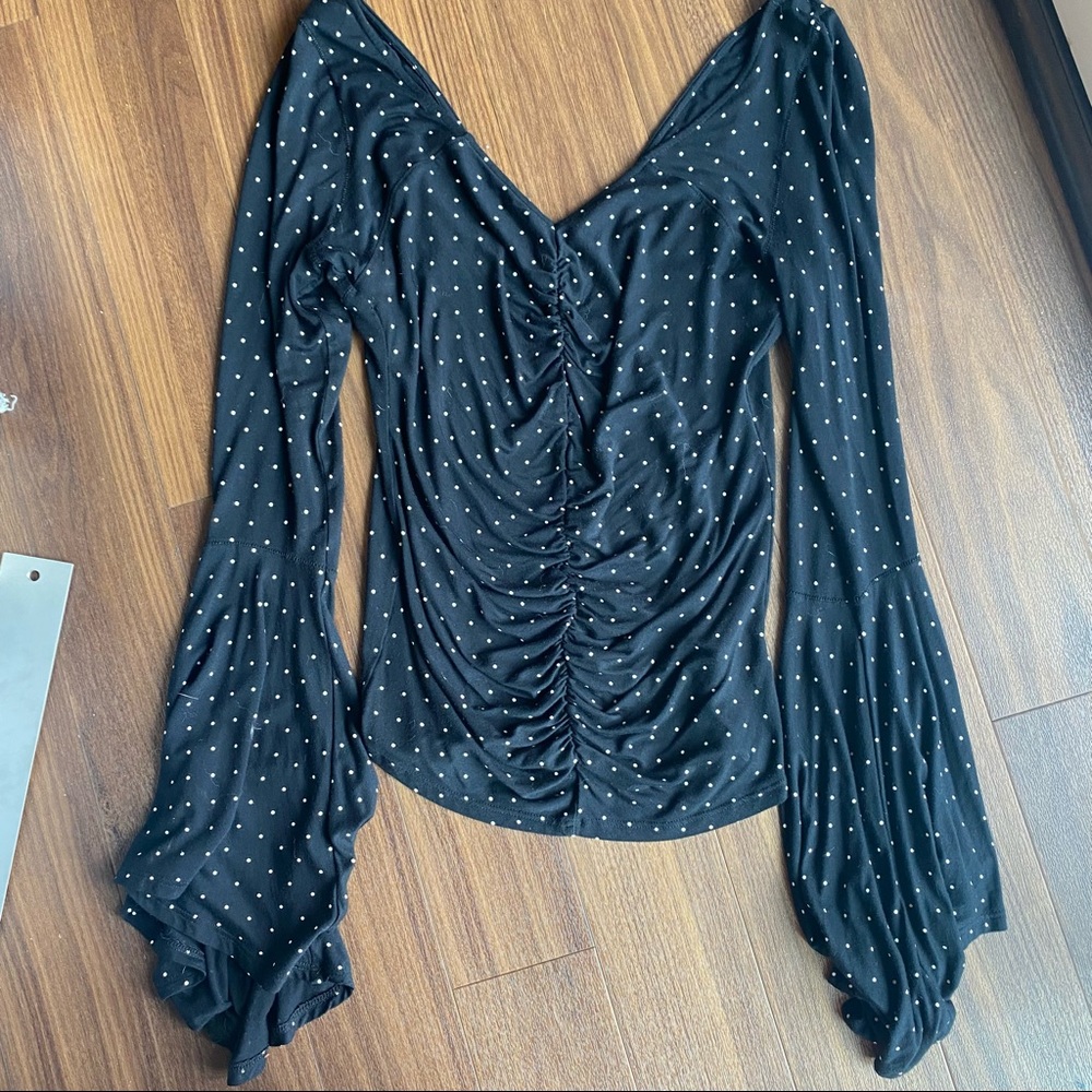 Free people polka dot bell sleeve shirt